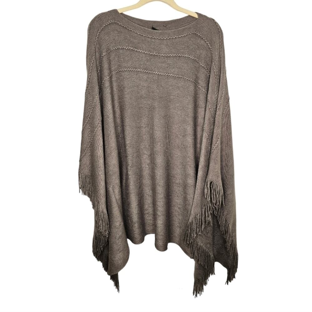 Layers by Lizden Fringe Poncho Shawl Cape Sweater Size Plus One Size